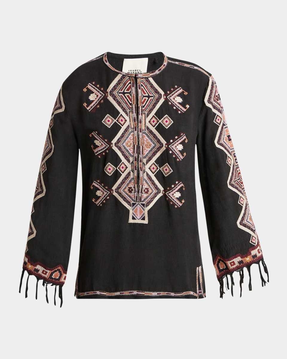 Zelda Embroidered Matka Silk Top